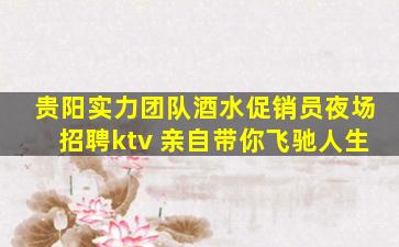 贵阳实力团队酒水促销员夜场招聘ktv 亲自带你飞驰人生